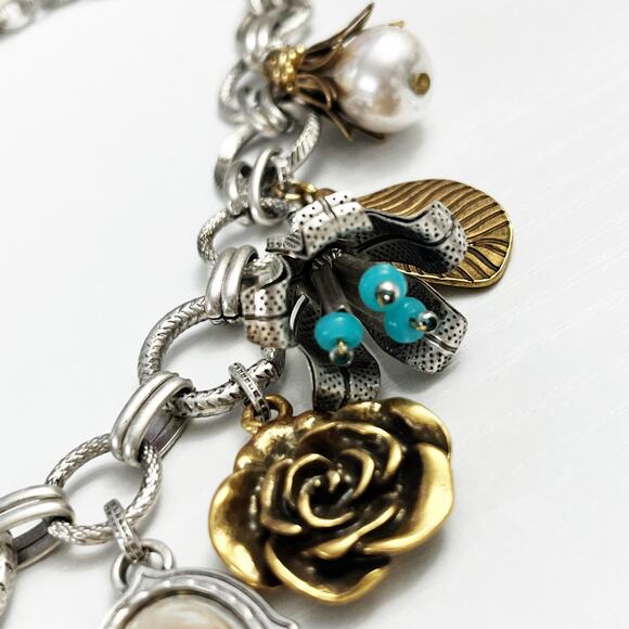 NEW Chico's Cherry Quartz Pearl Charm Necklace - Picture 10 of 11